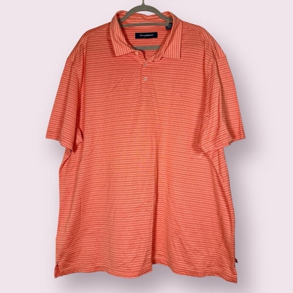 Tommy Bahama Other - Tommy Bahama Coral Pink Striped Golf Polo Shirt 3XL